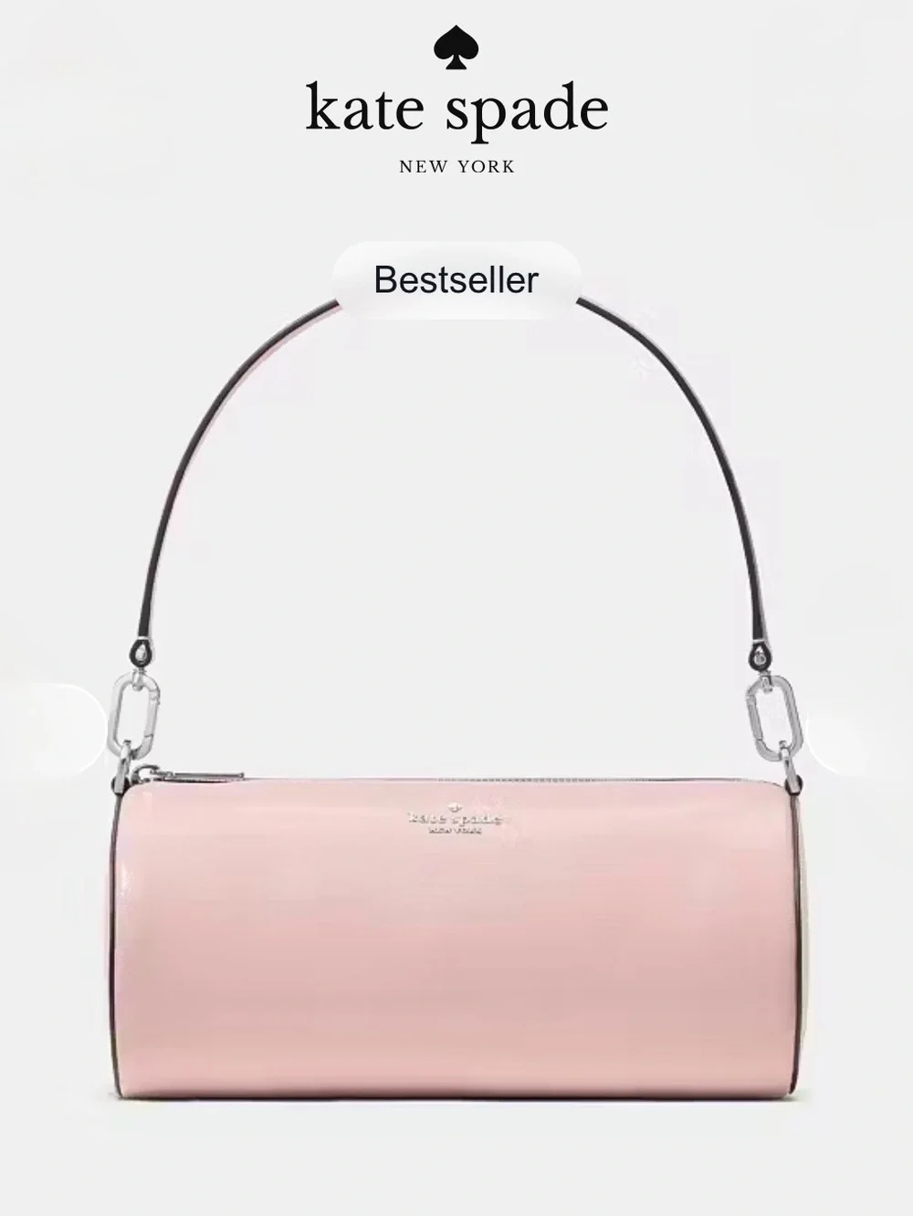 kate spade New York Roulette Glazed Leather Medium Shoulder Bag Tutu Pink NWT